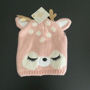 One size pink deer toque hat for babies